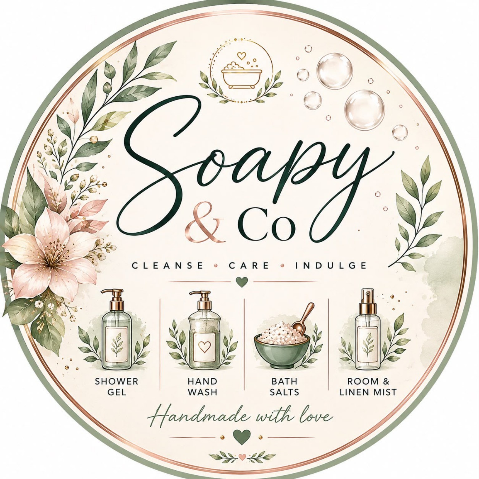Soapy & Co. botanical brand artwork